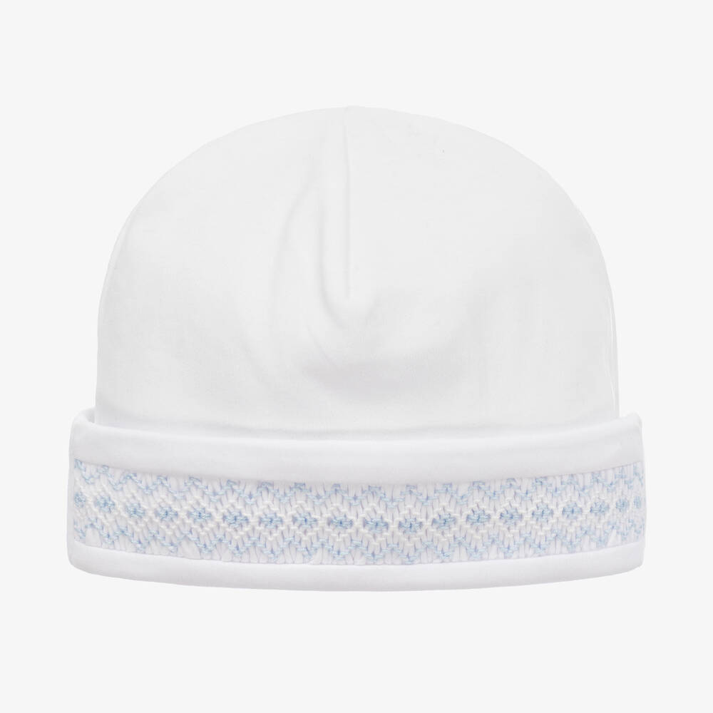 Shop Kissy Kissy Baby Boys White Smocked Pima Cotton Hat