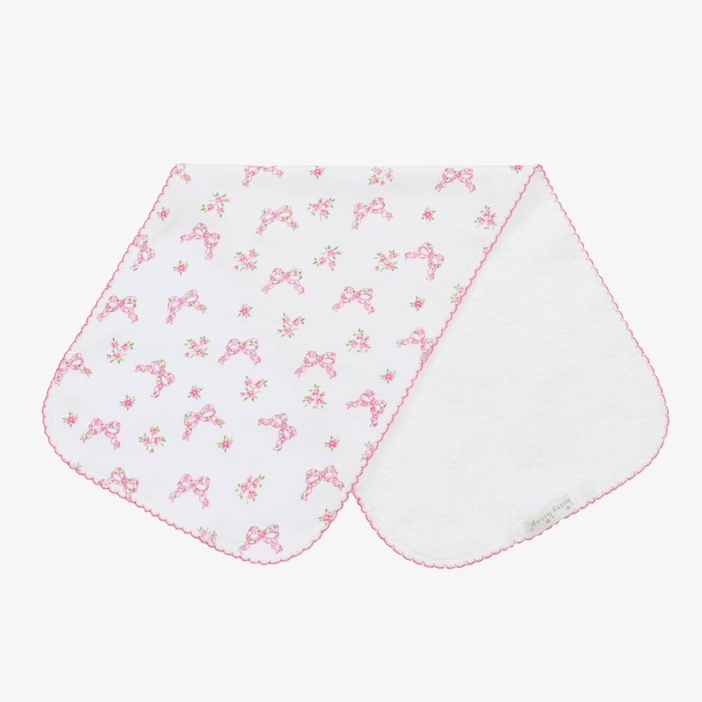 Kissy Kissy - Baby Girls Pink Blooming Bows Cotton Burp Cloth (48cm) | Childrensalon