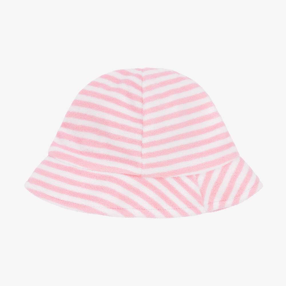 Kissy Kissy - قبعة Cabana Terry قطن مقلم لون زهري للمولودات | Childrensalon