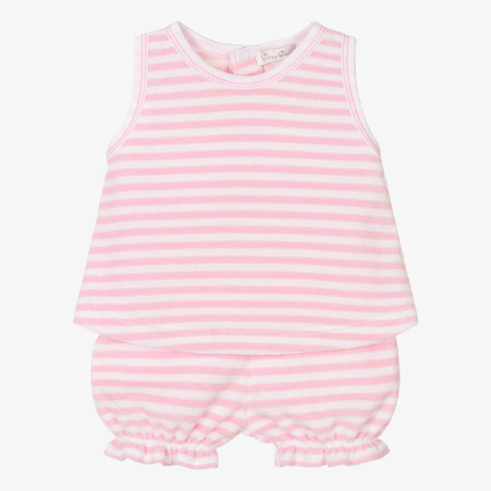 Kissy Kissy - Baby Girls Pink Cabana Terry Stripes Shorts | Childrensalon