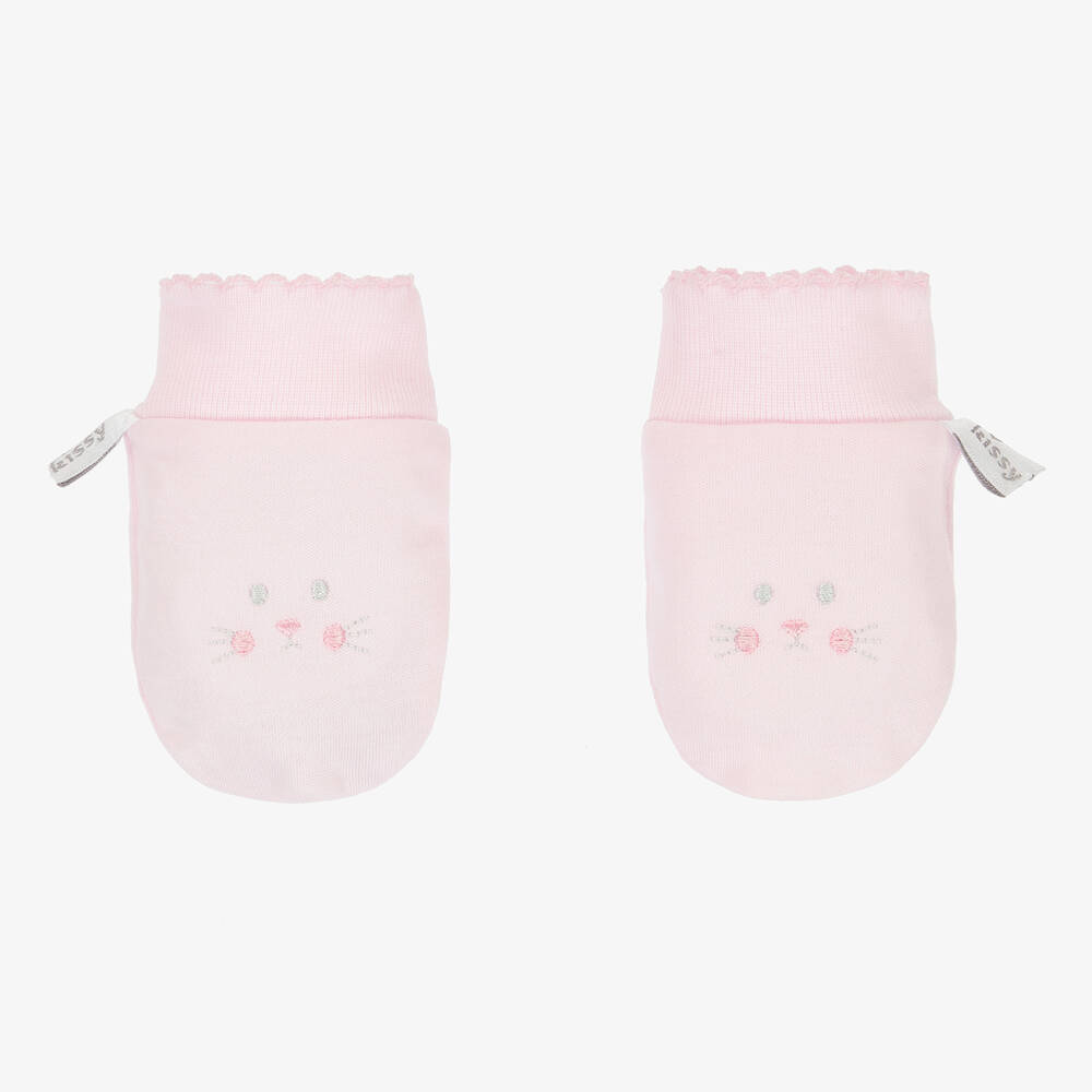 Kissy Kissy - Baby Girls Pink Cottontail Hollows Scratch Mitts | Childrensalon