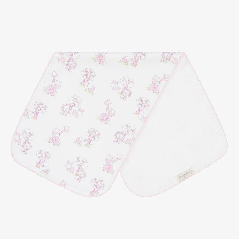 Kissy Kissy - Baby Girls White Gingham Jungle Burp Cloth (49cm) | Childrensalon