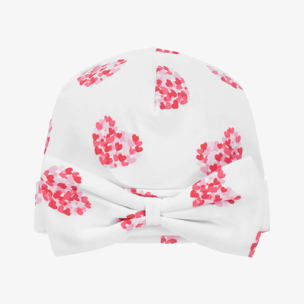 Kissy Kissy - Bonnet turban blanc et cœurs roses bébé fille | Childrensalon