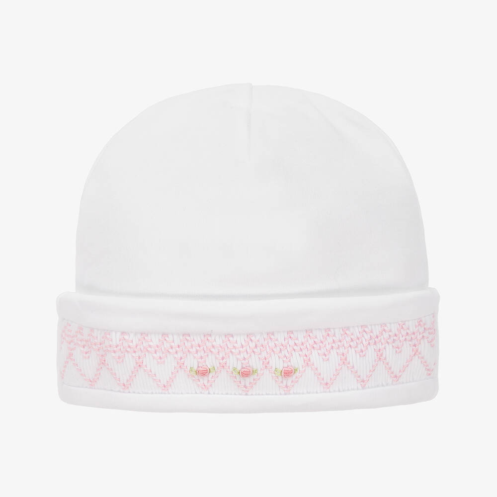 Kissy Kissy - Baby Girls White Smocked Summer Bishop Hat | Childrensalon