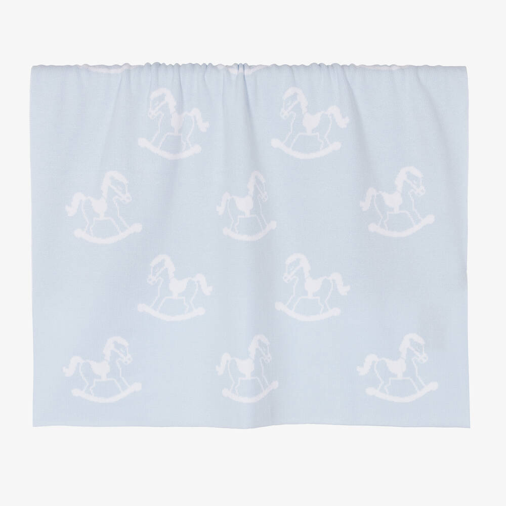 Kissy Kissy - Blue Cotton Blanket (90cm) | Childrensalon