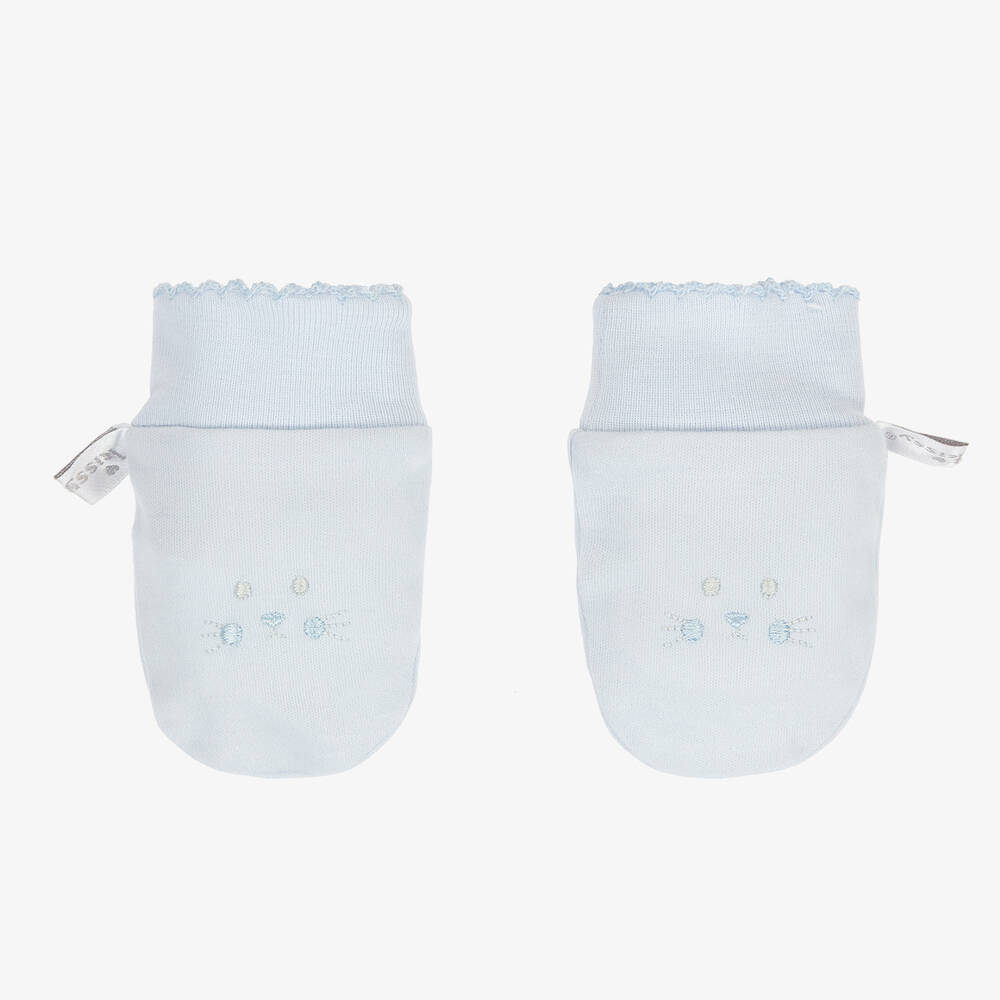 Kissy Kissy Babies' Blue Cottontail Hollows Scratch Mitts