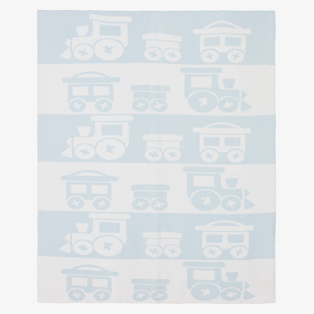 Kissy Kissy - Couverture en coton trains (91 cm)  | Childrensalon