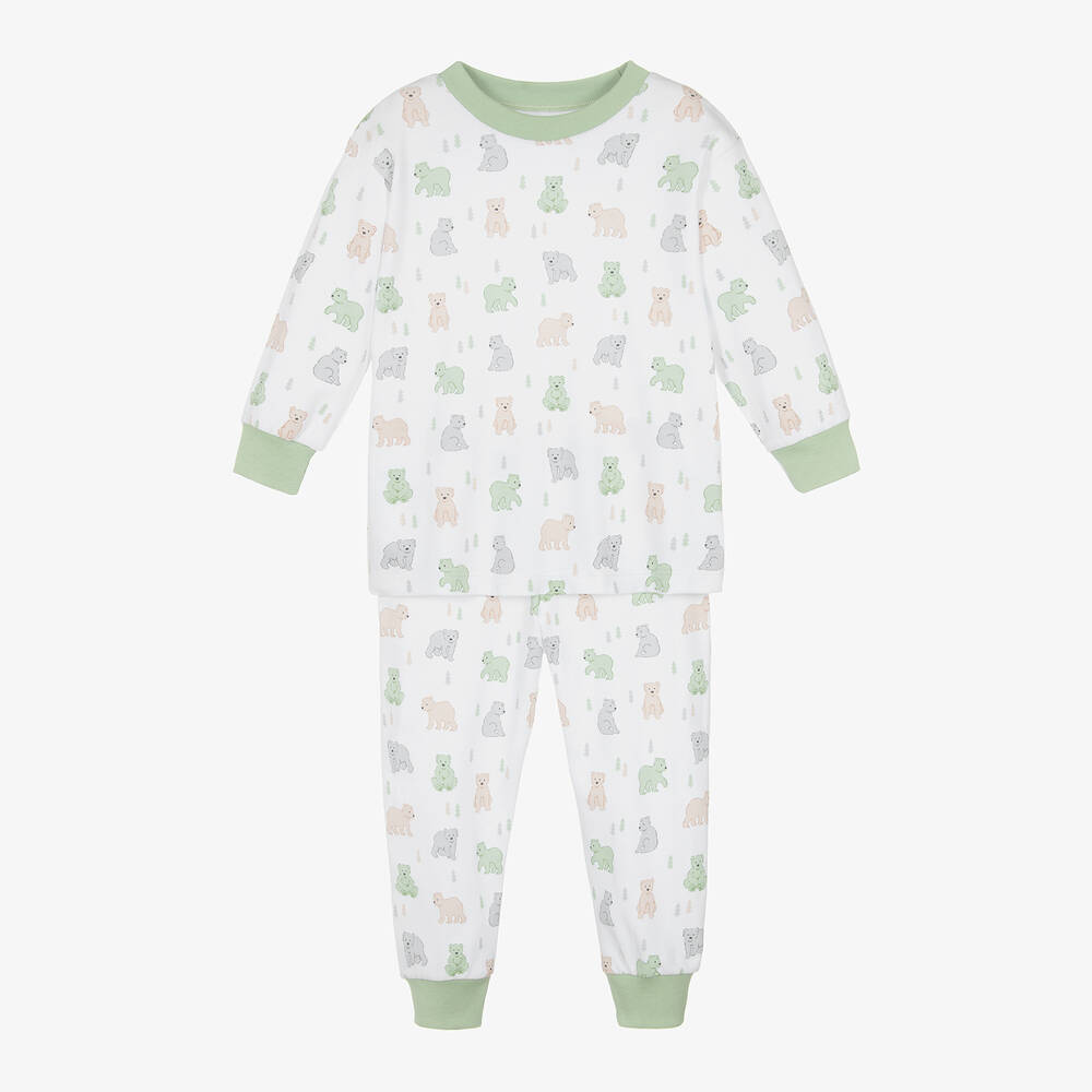 Kissy Kissy - Boys White Pima Cotton Big-Hearted Bears Pyjamas | Childrensalon