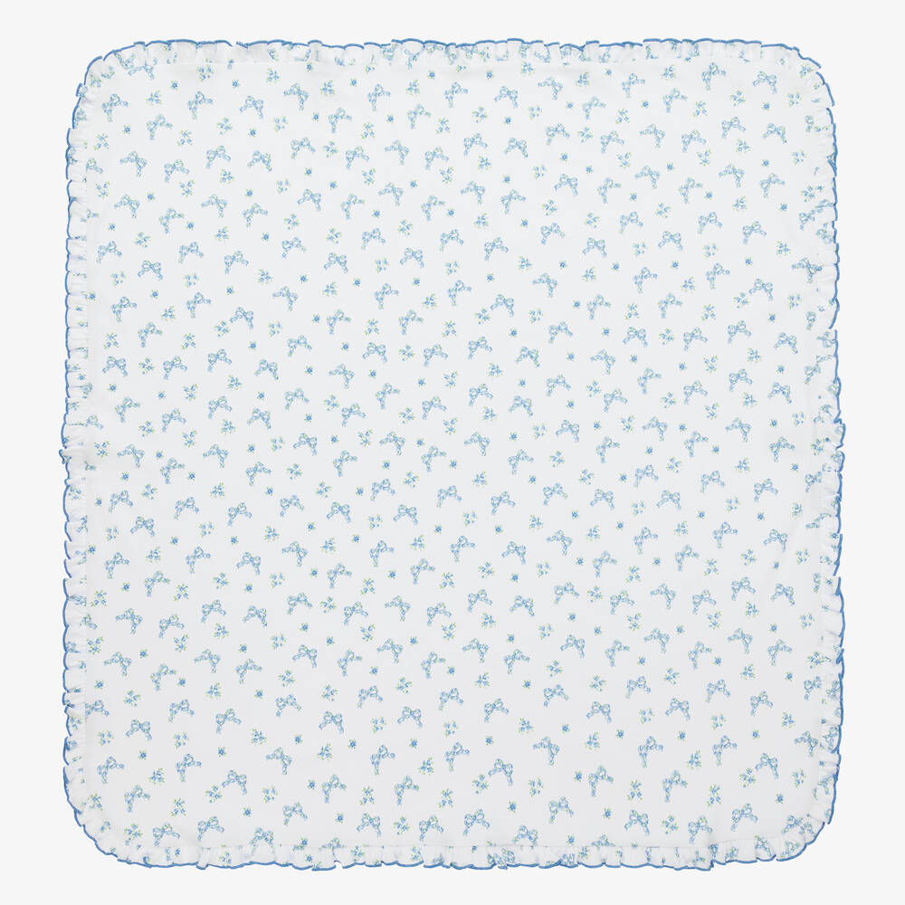 Kissy Kissy - Girls Blue Blooming Bows Cotton Blanket (73cm) | Childrensalon