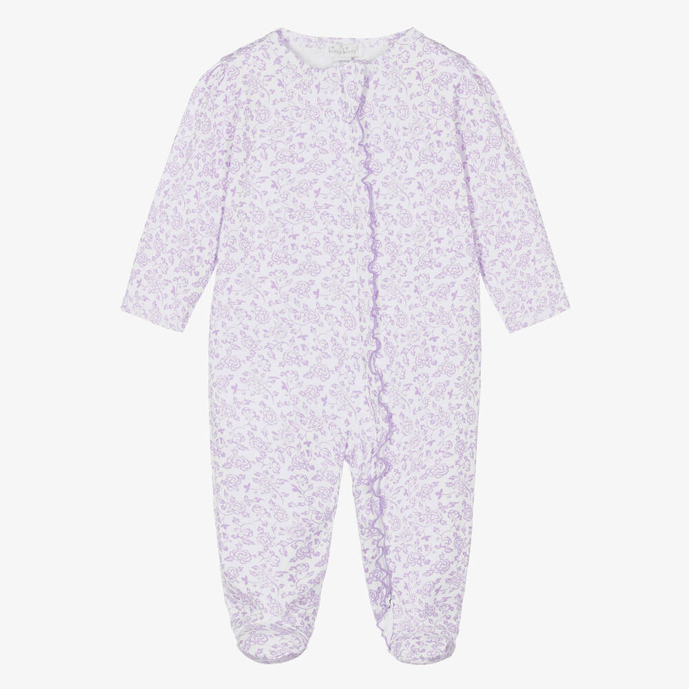 Kissy Kissy Girls Lilac Cotton Blooming Vines Babygrow In Purple