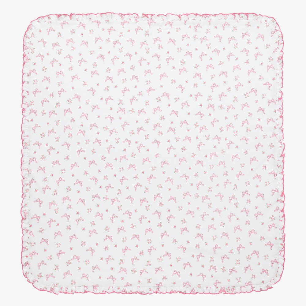 Kissy Kissy - Girls Pink Blooming Bows Cotton Blanket (73cm) | Childrensalon