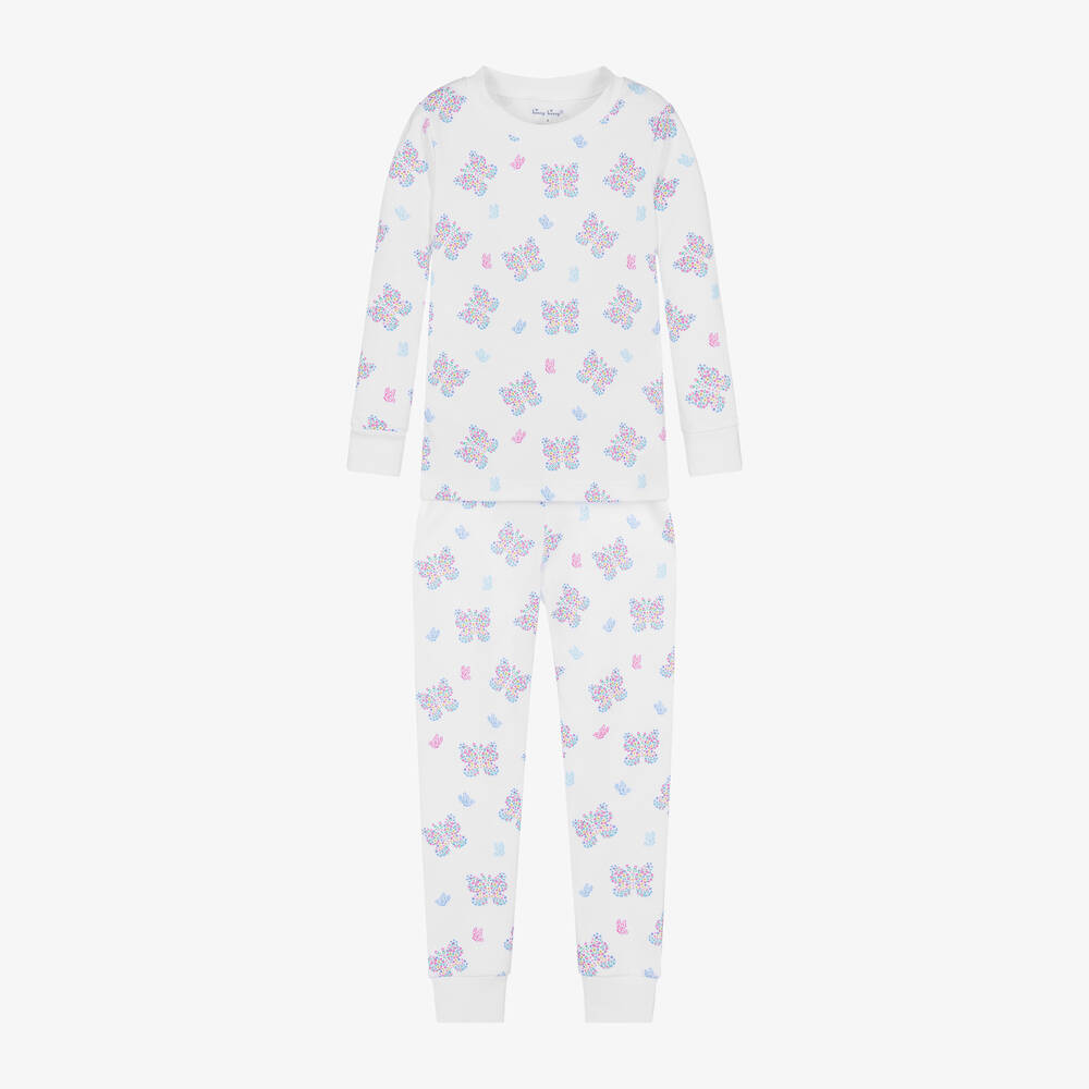 Kissy Kissy - Girls White Cotton Butterfly Flutters Pyjamas | Childrensalon