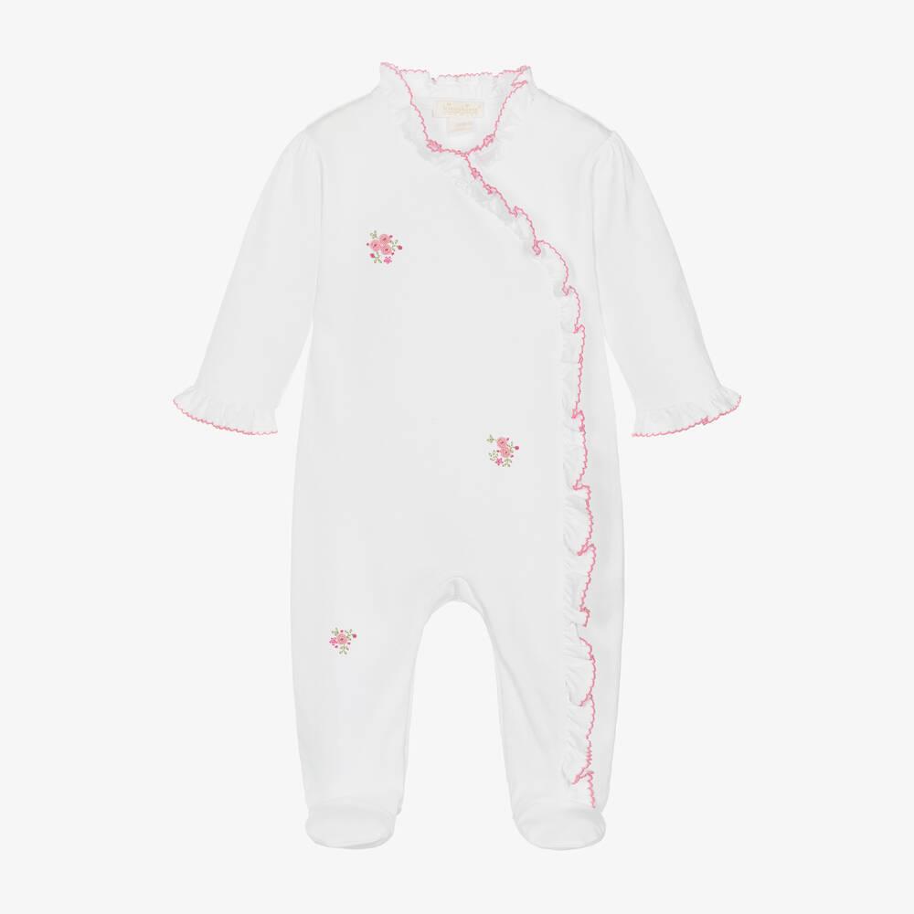 Kissy Kissy - Girls White Pima Cotton Roses & Blooms Babygrow | Childrensalon