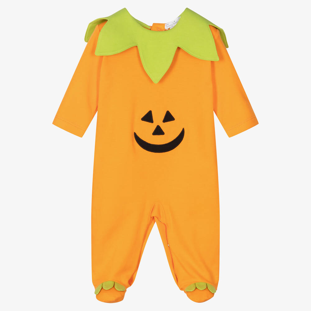 Kissy Kissy - Orange Hello Halloween Cotton Babygrow | Childrensalon