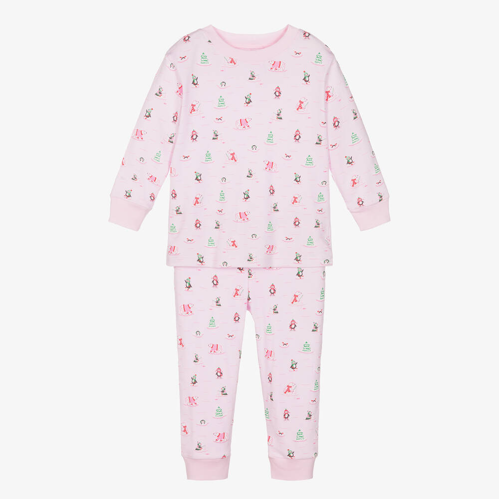 Kissy Kissy - Розовая хлопковая пижама с пингвинами и белыми медведями | Childrensalon