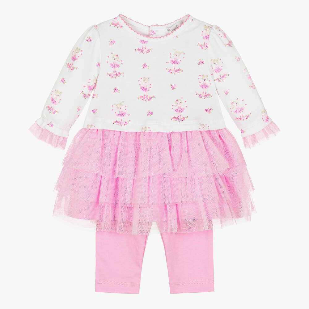 Kissy Kissy - Pink Pima Cotton Ballet Blossoms Dress Set | Childrensalon