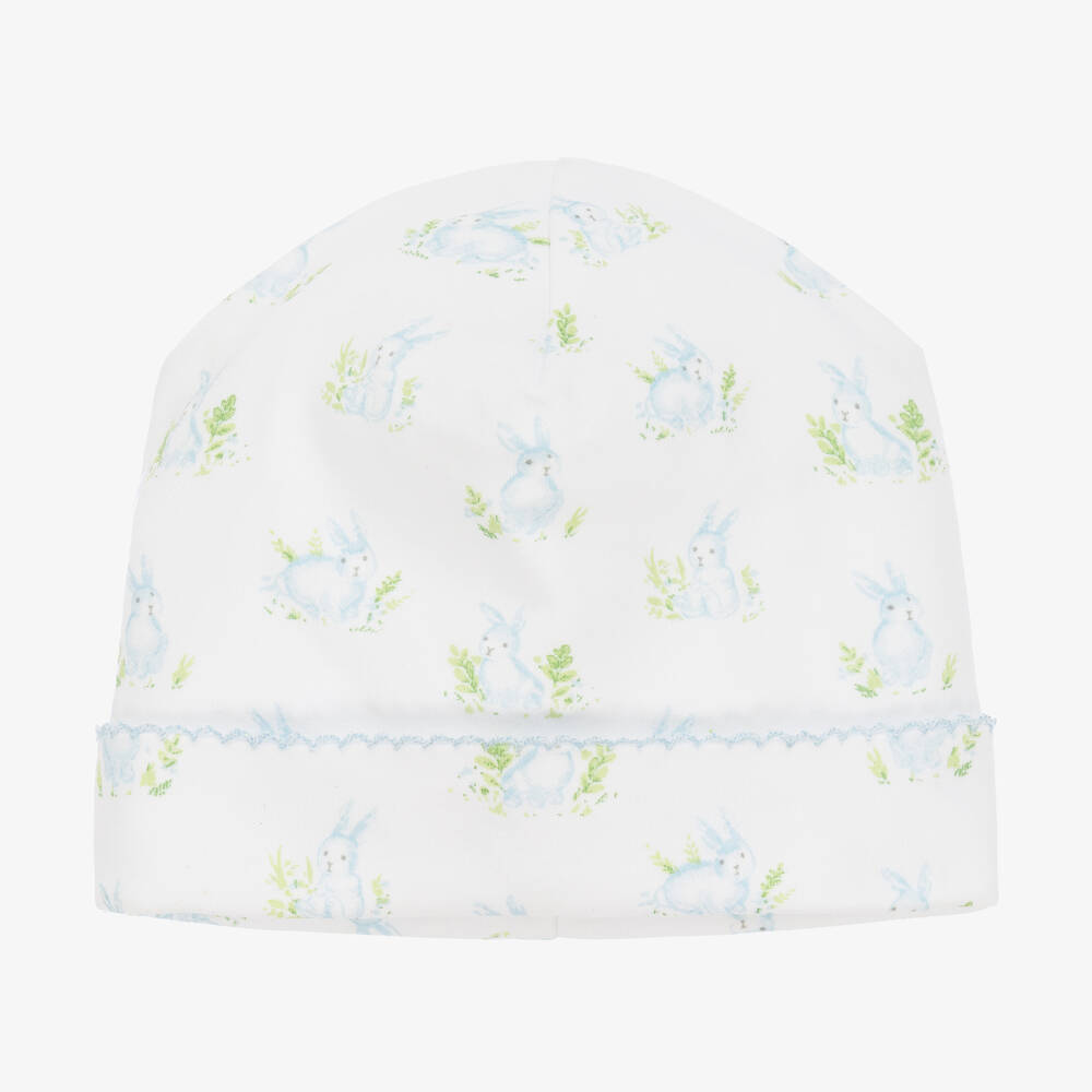 Kissy Kissy - White & Blue Cottontail Hollows Baby Hat | Childrensalon