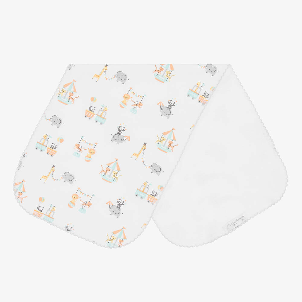 Kissy Kissy Babies' White Circus Crew Pima Cotton Burp Cloth (49cm)