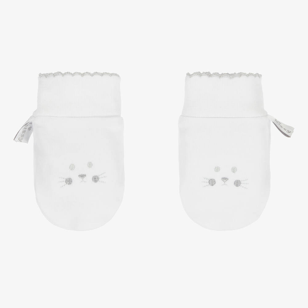 Kissy Kissy Babies' White Cottontail Hollows Scratch Mitts