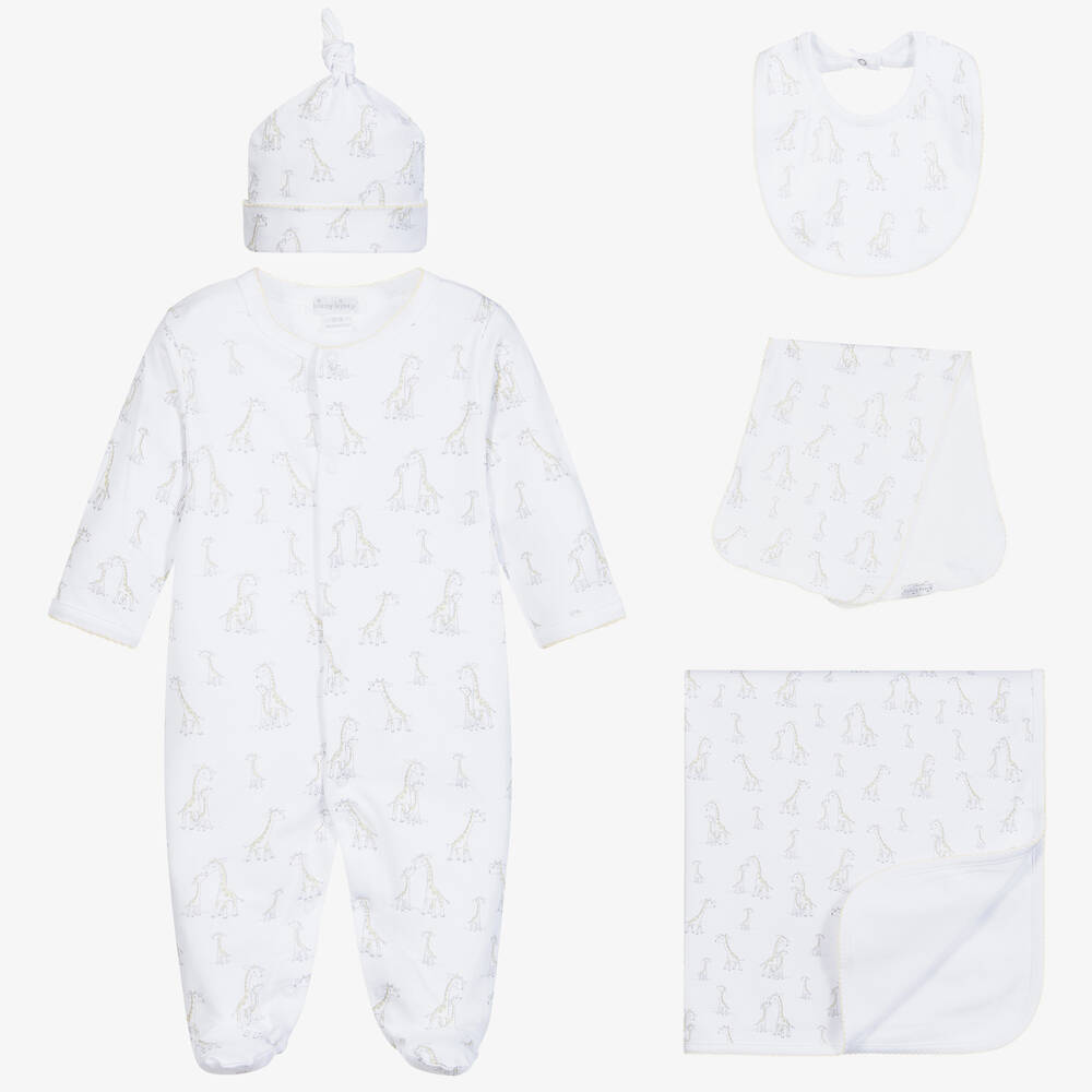 Kissy Kissy - White Giraffe Pima Cotton Babysuit Gift Set | Childrensalon