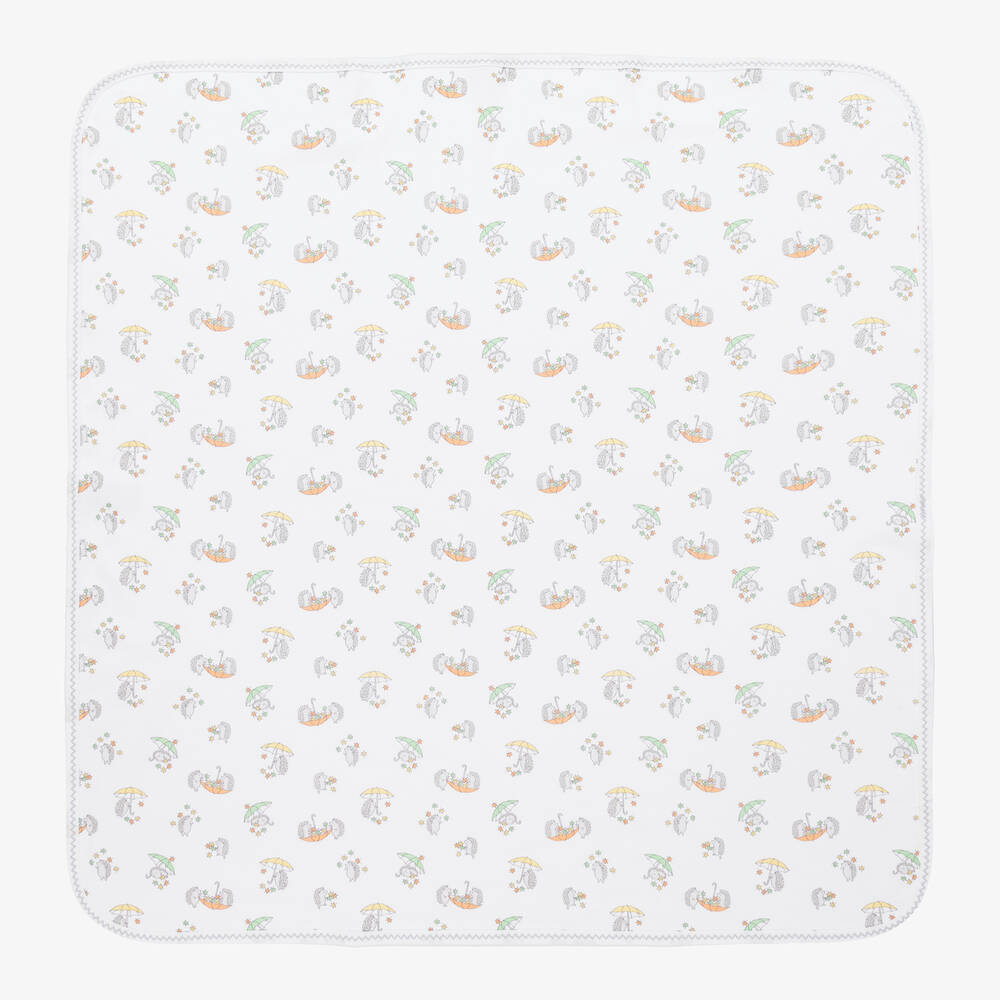 Kissy Kissy - White Hedgehogs Fall Showers Blanket (73cm) | Childrensalon