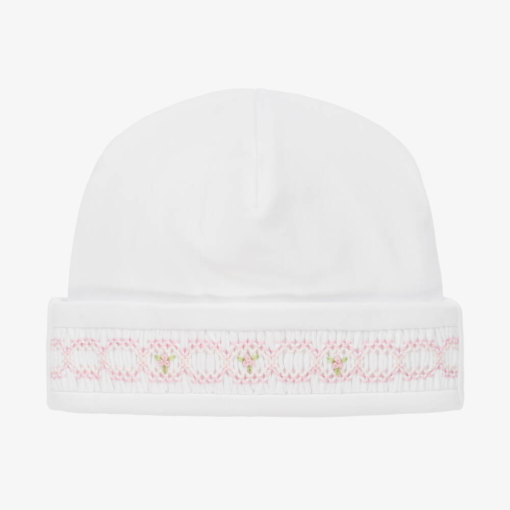 Kissy Kissy - White Pima Cotton Baby Hat | Childrensalon
