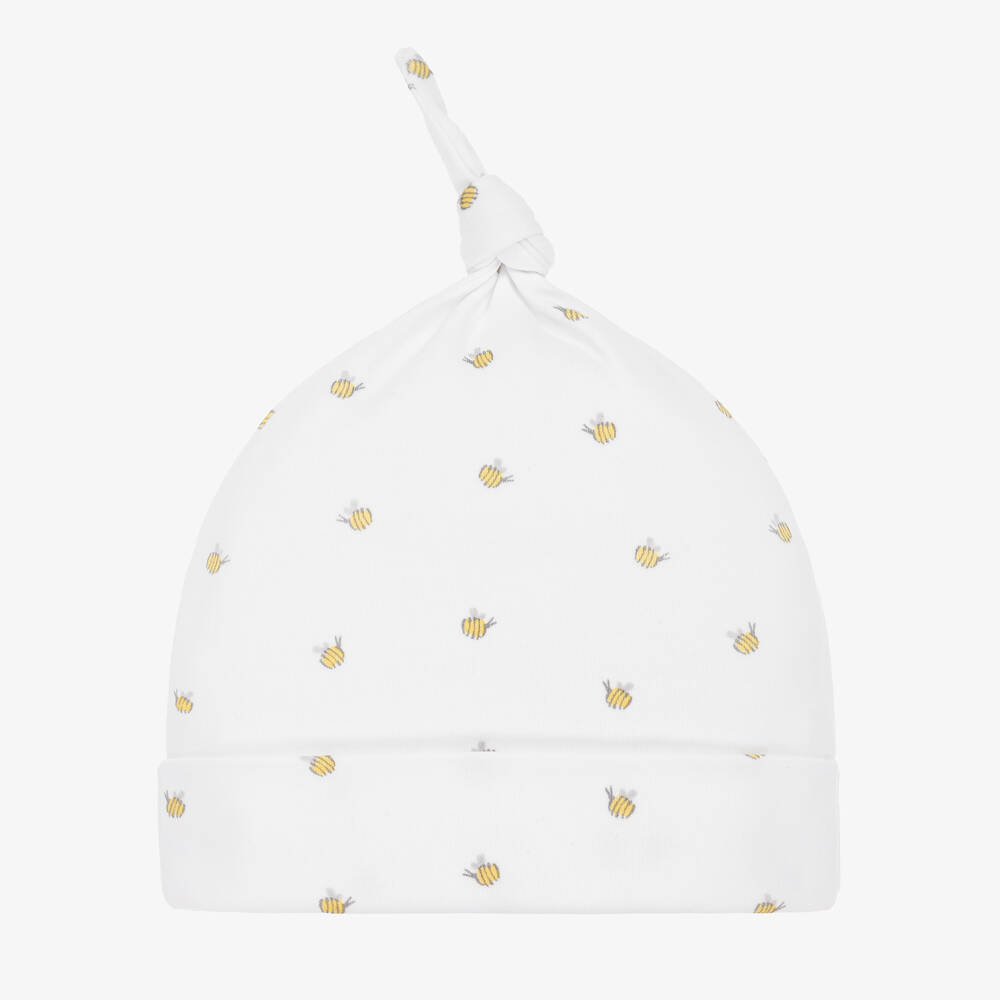Kissy Kissy - White Pima Cotton Buzzing Bees Baby Hat | Childrensalon