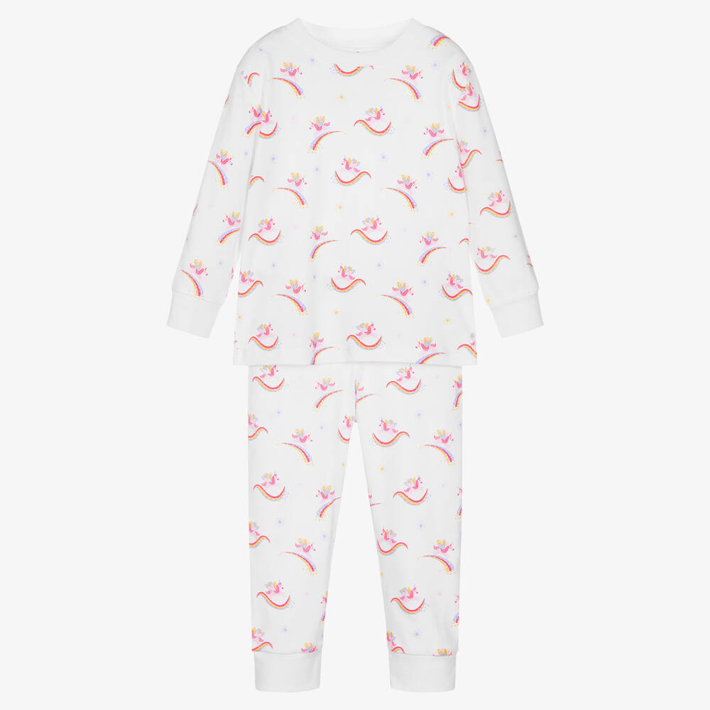 Kissy Kissy - White Pima Cotton Unicorn Sparkles Pyjamas | Childrensalon