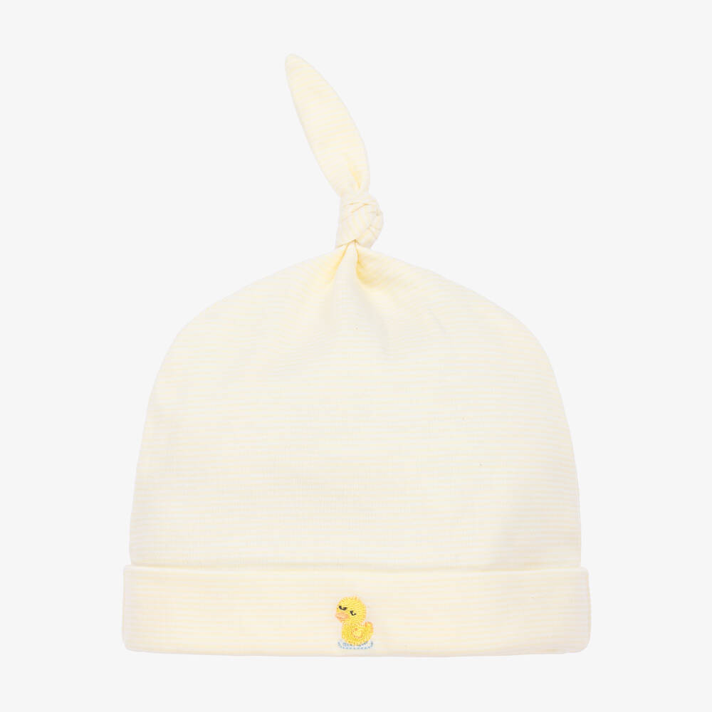 Kissy Kissy - Yellow Dotty Ducks Pima Cotton Layette Hat | Childrensalon