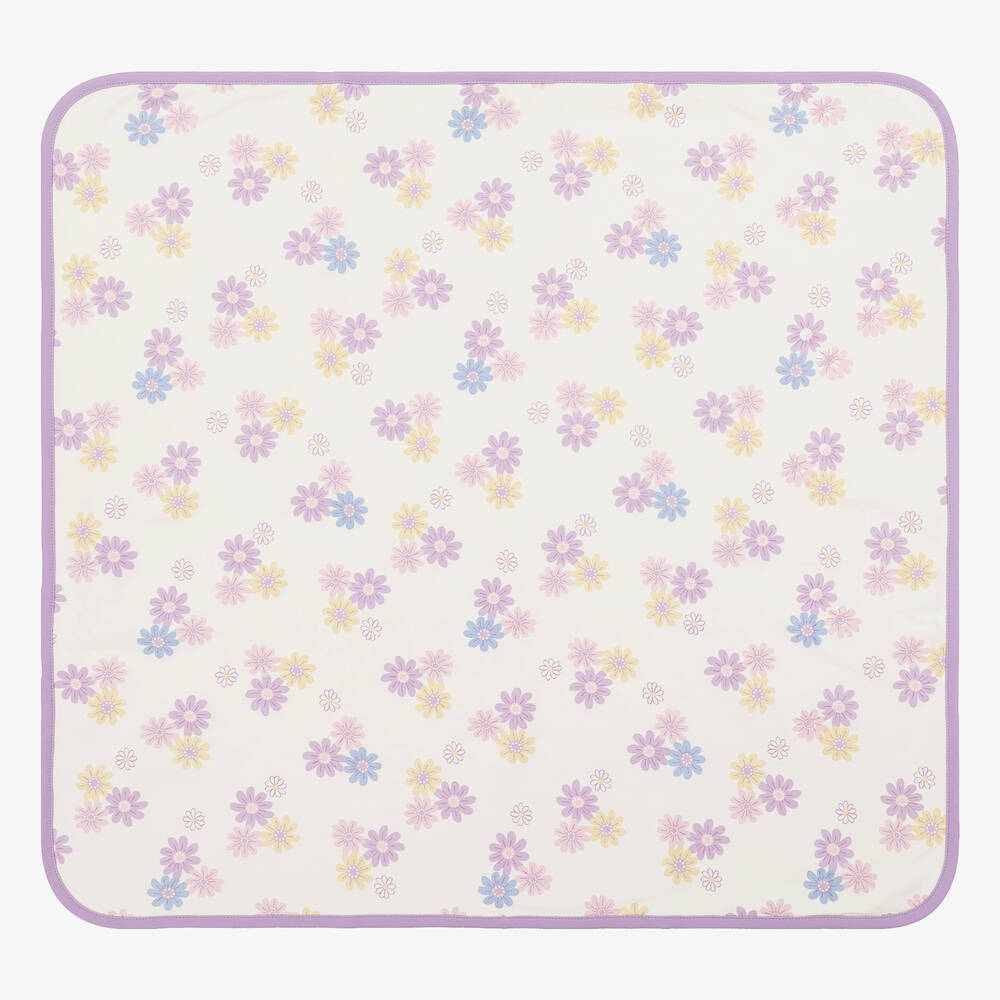Kissy Love - Baby Girls Ivory & Purple Floral Delights Blanket (73cm) | Childrensalon