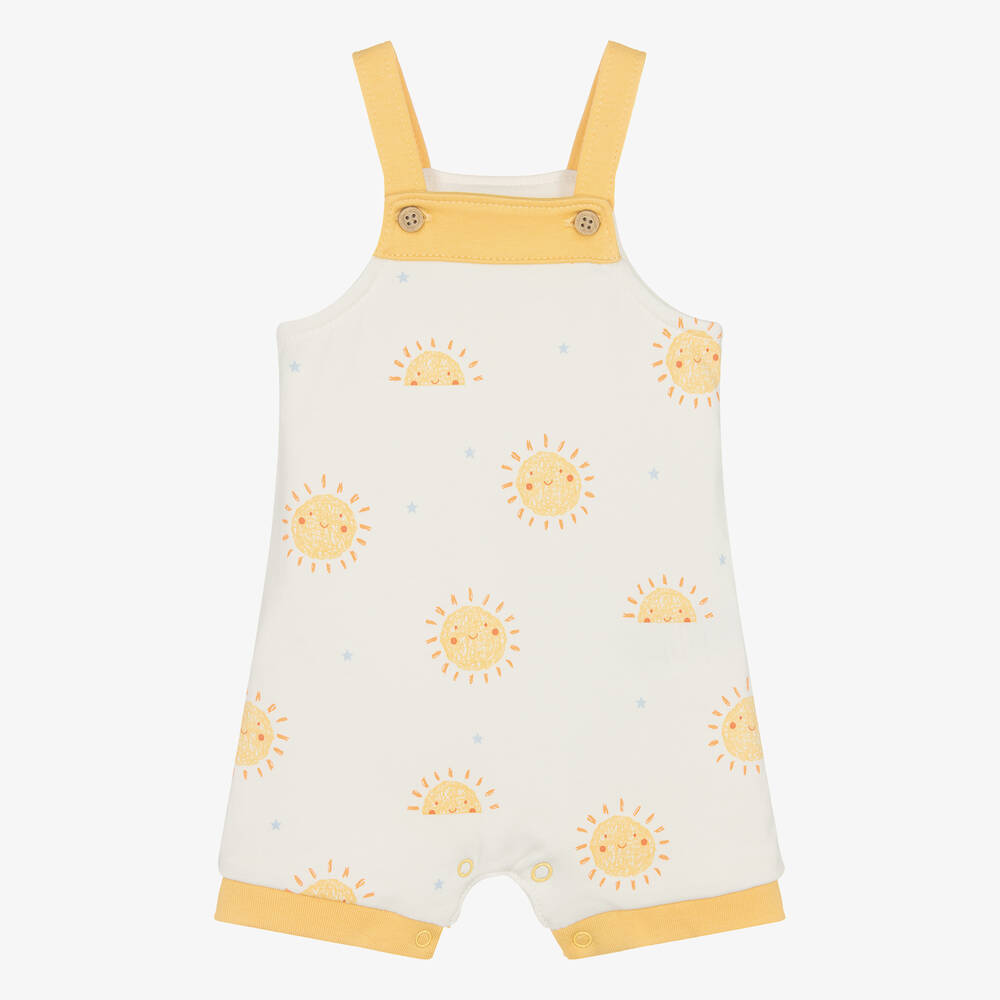 Kissy Love - Ivory & Yellow Sunny Day Baby Dungarees | Childrensalon