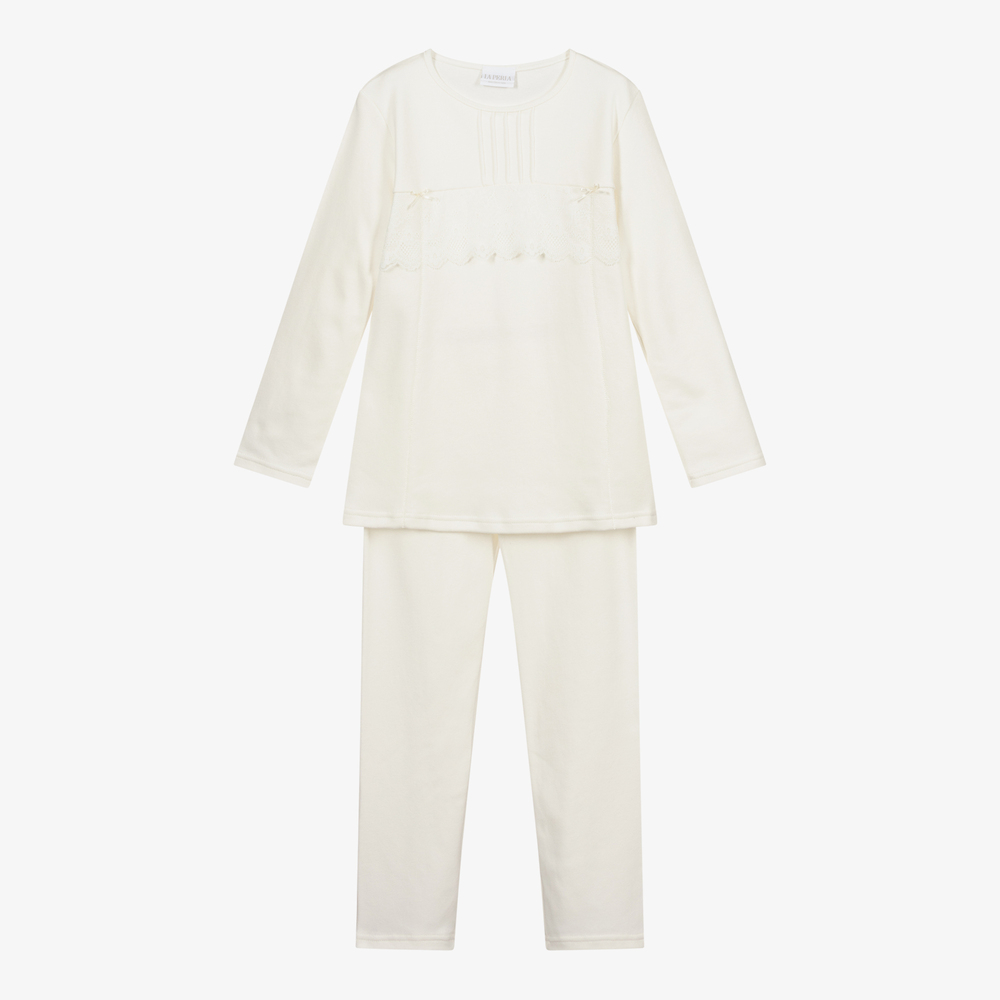 La Perla Babies' Girls Ivory Cotton Pyjamas In White