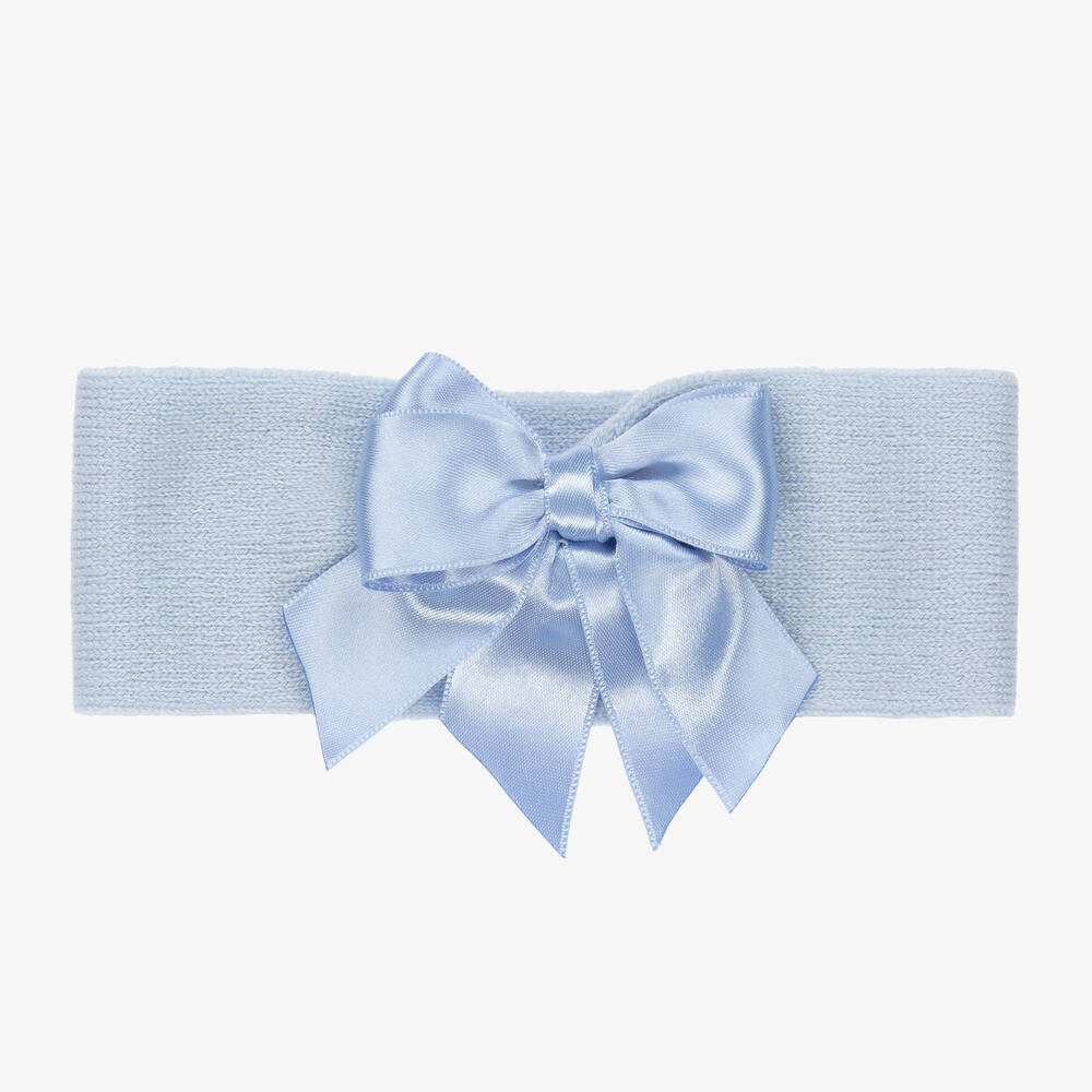 La Perla Babies' Girls Pale Blue Wool Bow Headband