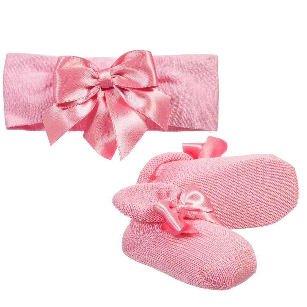 La Perla - Pink Headband & Booties Gift Set | Childrensalon
