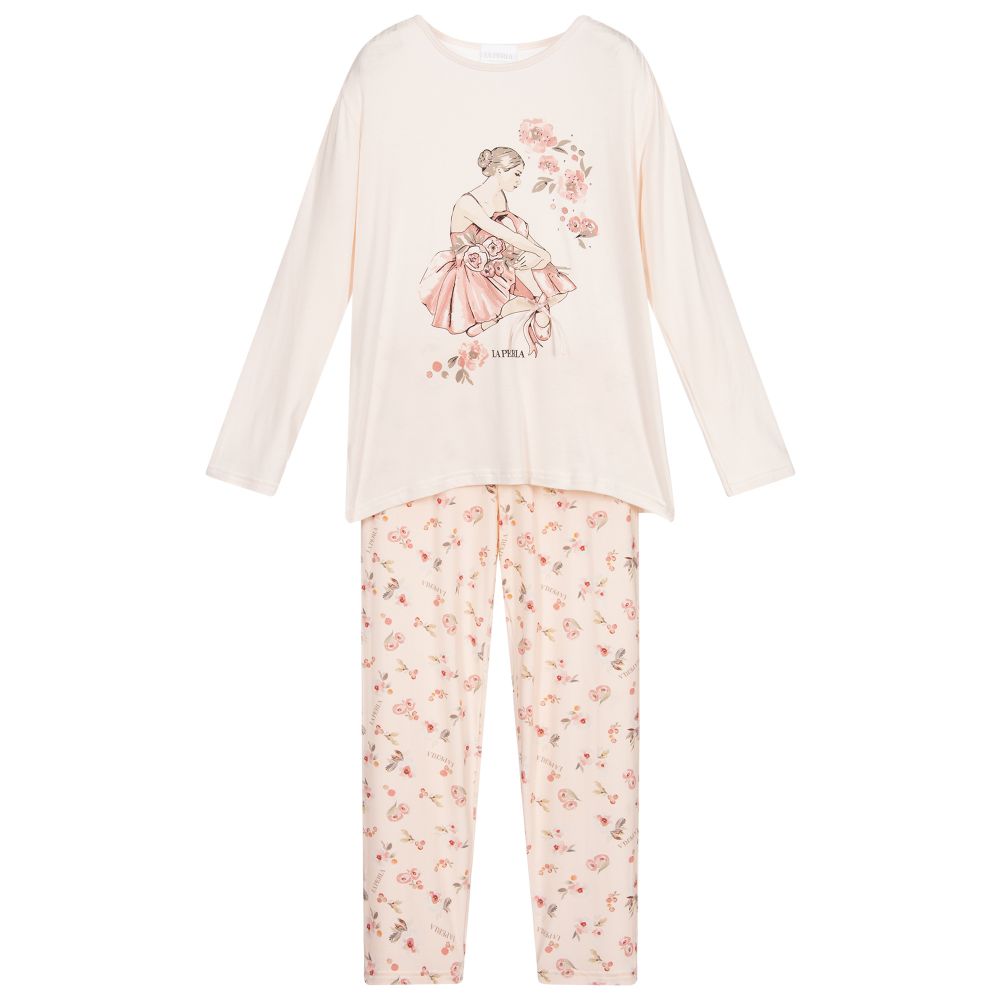 La Perla Kids' Girls Pink Modal Floral Pyjamas