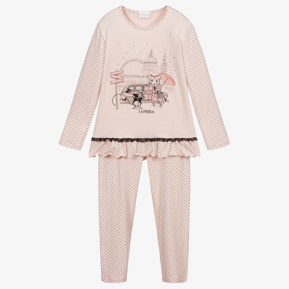 La Perla Babies' Girls Pink Modal Jersey Pyjamas
