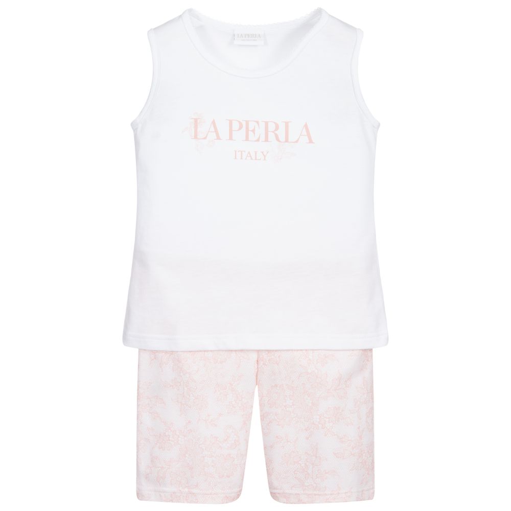 La Perla Kids' Girls Pink & White Logo Pyjamas