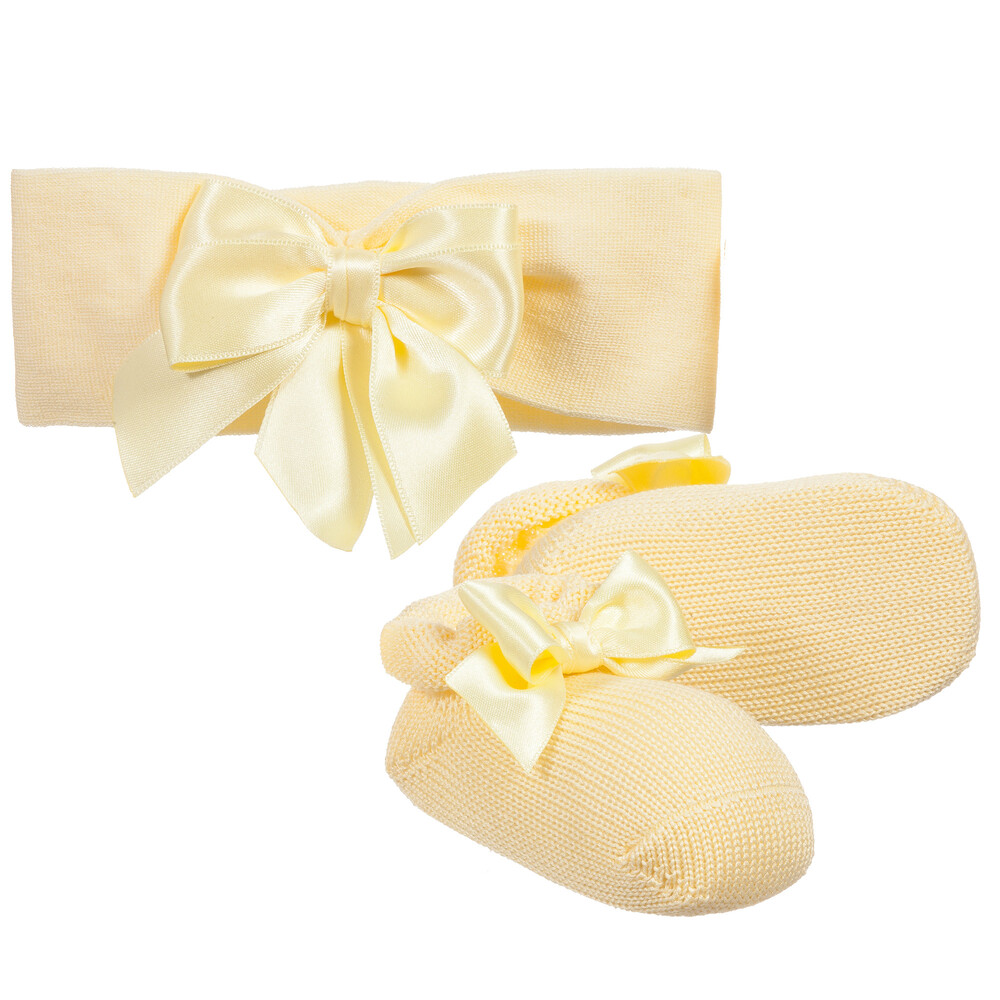 La Perla - Coffret cadeau bandeau et chaussons jaunes | Childrensalon