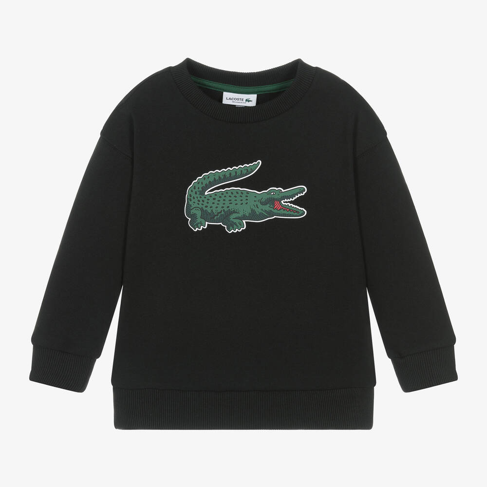 Lacoste - Black Organic Cotton Crocodile Sweatshirt | Childrensalon