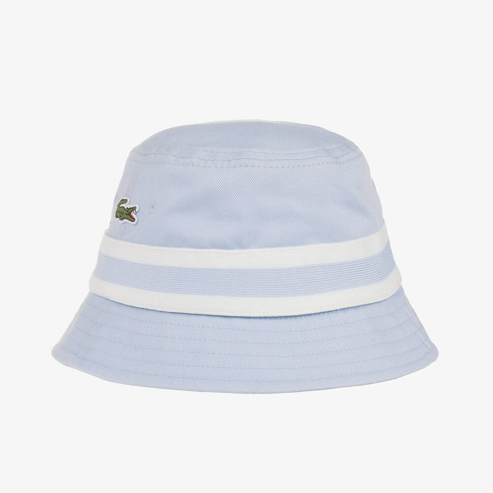 Shop Lacoste Blue Cotton Twill Bucket Hat
