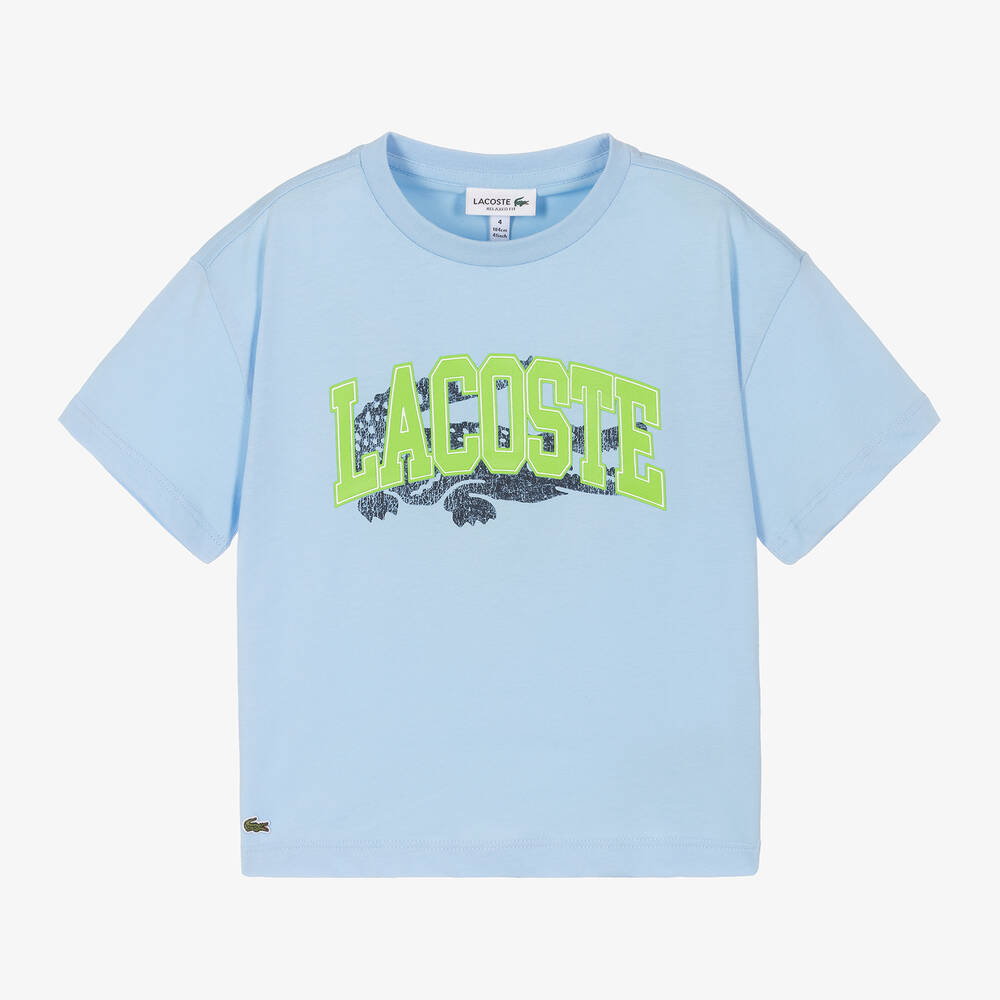 Lacoste - Blue Cotton Varsity T-Shirt | Childrensalon