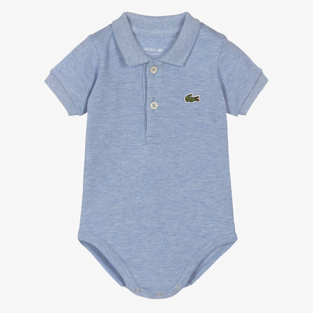 Lacoste Babies' Blue Organic Cotton Polo Bodysuit