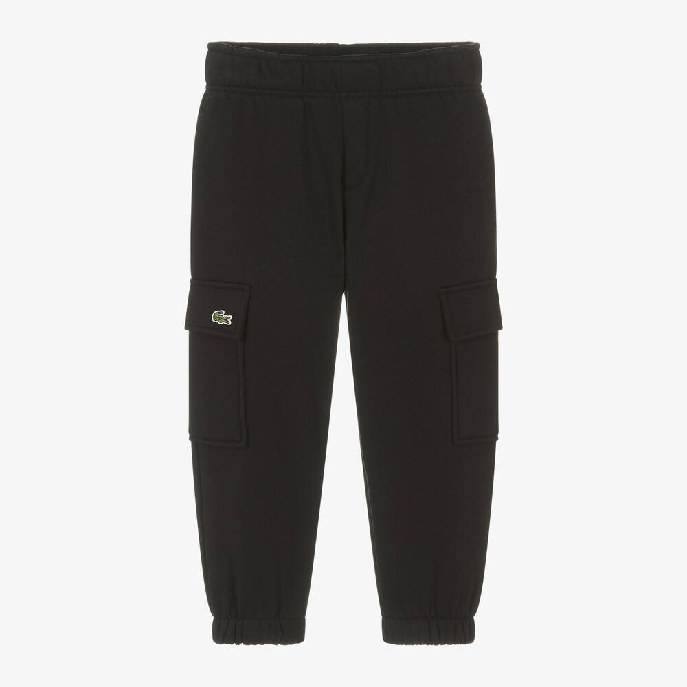 Lacoste - Boys Black Cotton Cargo Joggers | Childrensalon