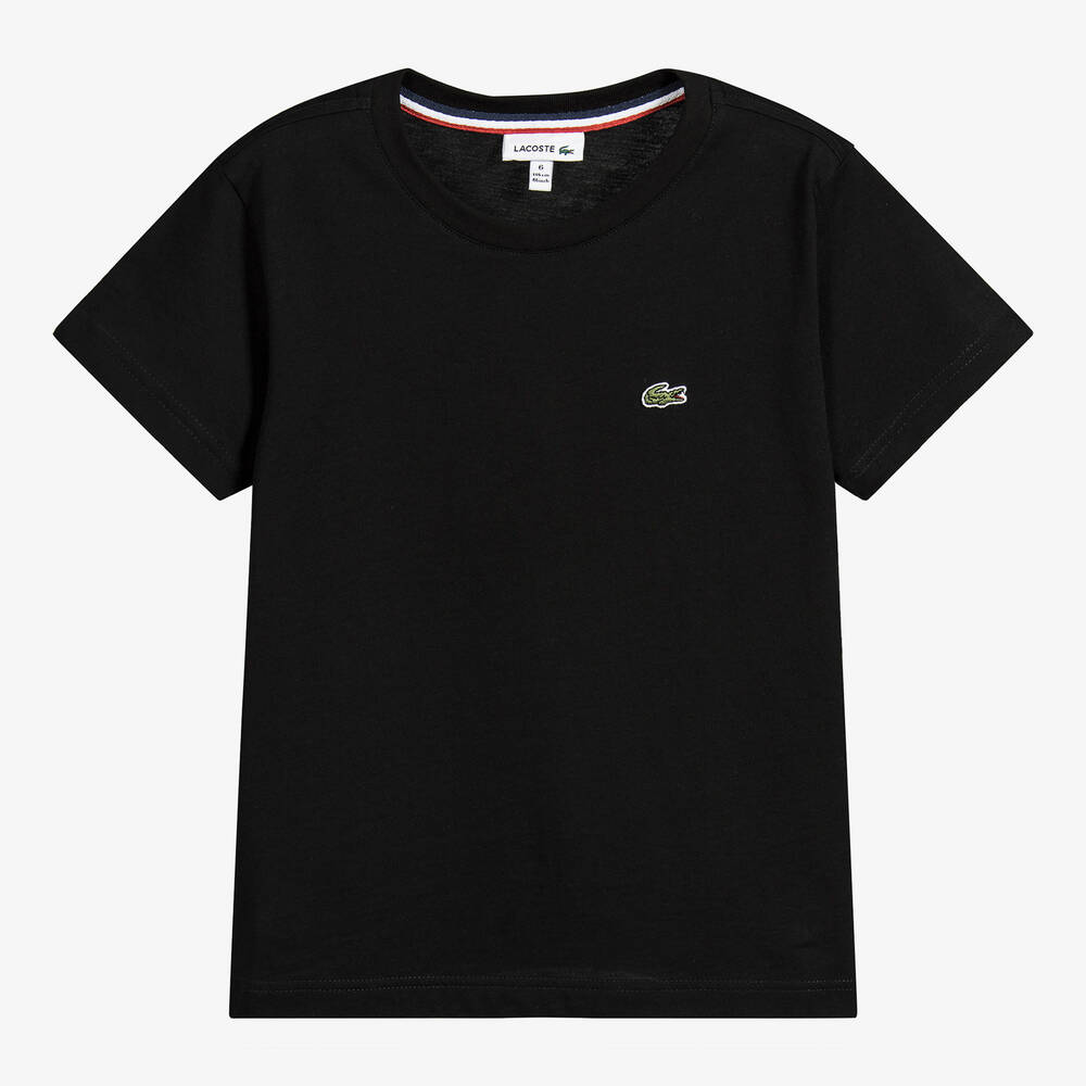 Lacoste - Boys Black Cotton Logo T-Shirt | Childrensalon