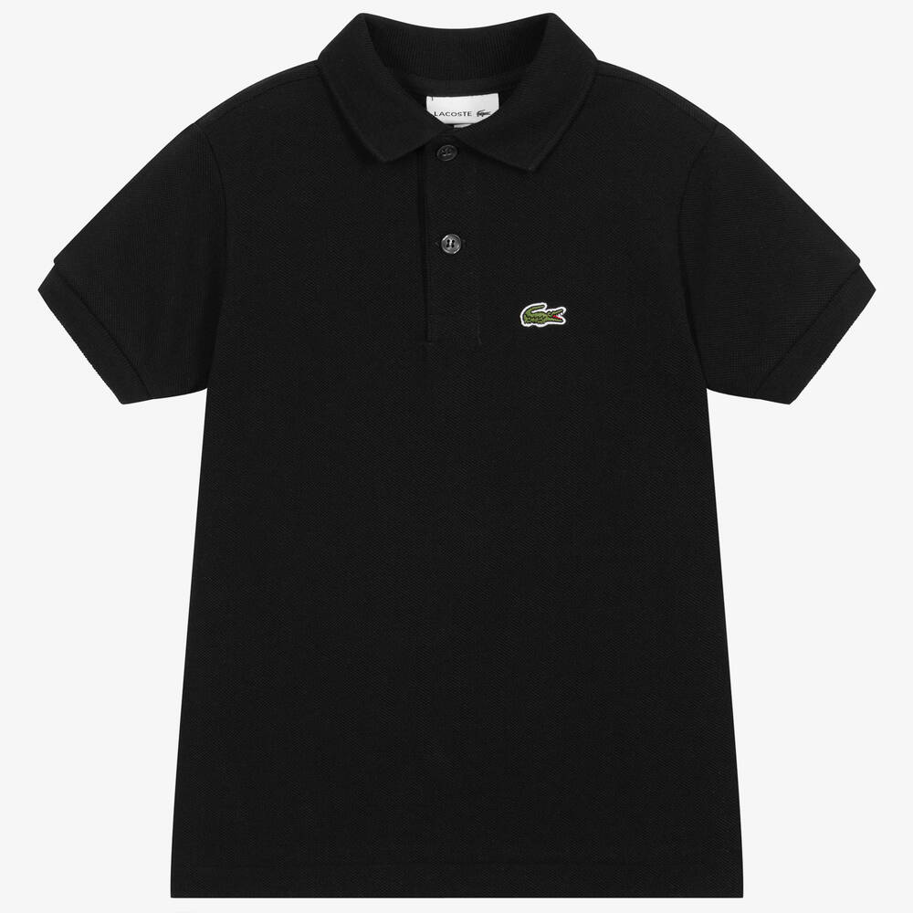 Lacoste - Boys Black Cotton Piqué Polo Shirt | Childrensalon