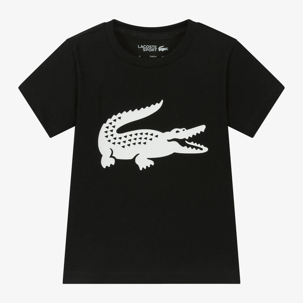 Lacoste - Boys Black Ultra Dry Cotton T-Shirt | Childrensalon