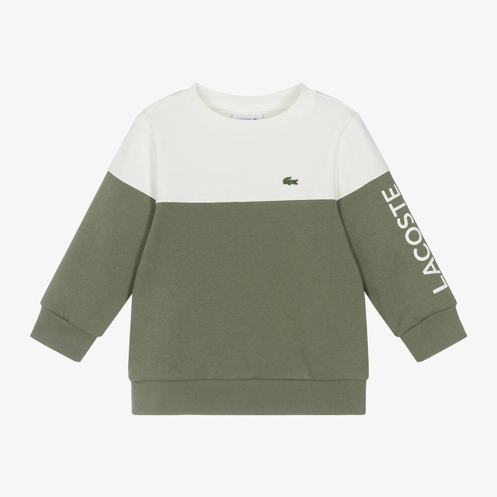 Lacoste - Boys Green Colourblock Sweatshirt | Childrensalon