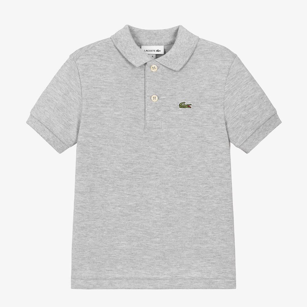 Lacoste - Boys Grey Cotton Piqué Polo Shirt | Childrensalon