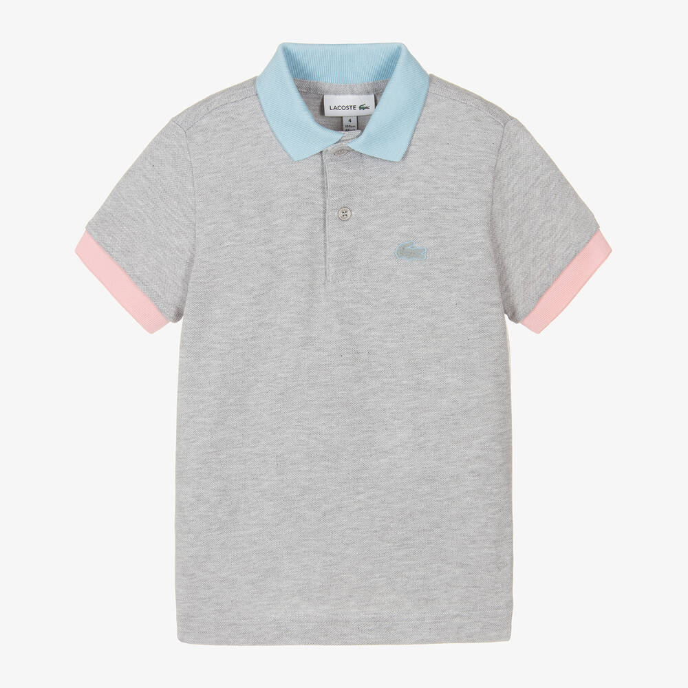 Lacoste - Boys Grey Cotton Polo Shirt | Childrensalon