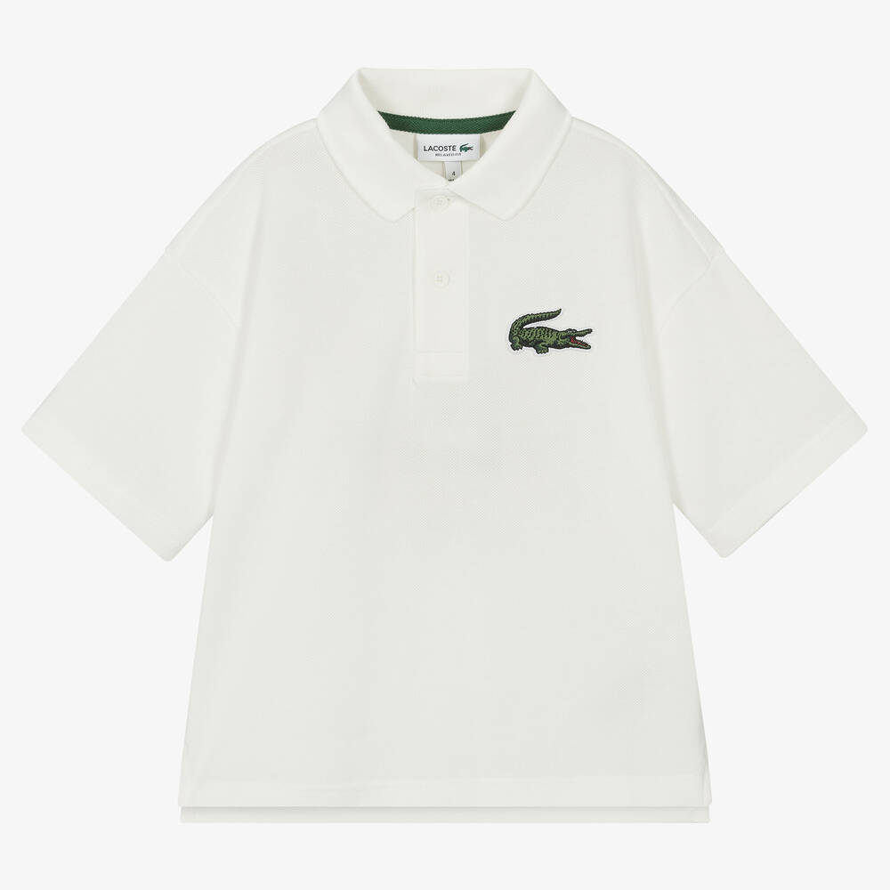 - Ivory Cotton Crocodile Polo Shirt | Childrensalon